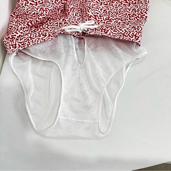 Trunks Surf & Swim shorts Trunks Size Large Red Asymmetrical Print Mesh Lined - Picture 8 of 11